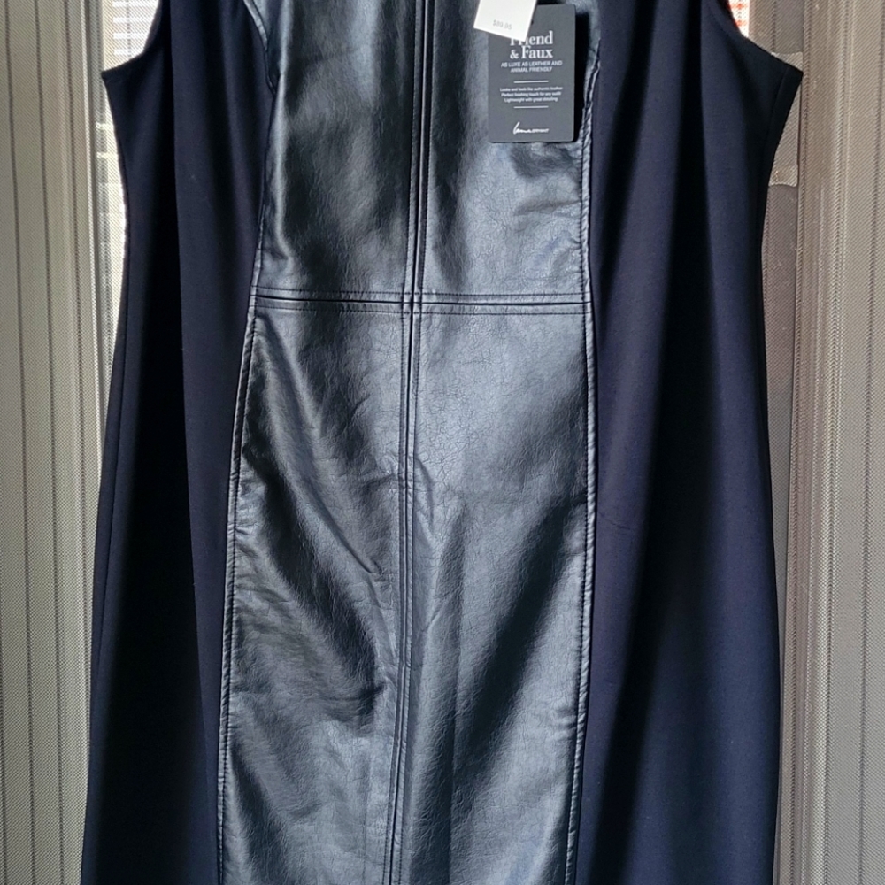 Black faux leather dress size 18 brand new